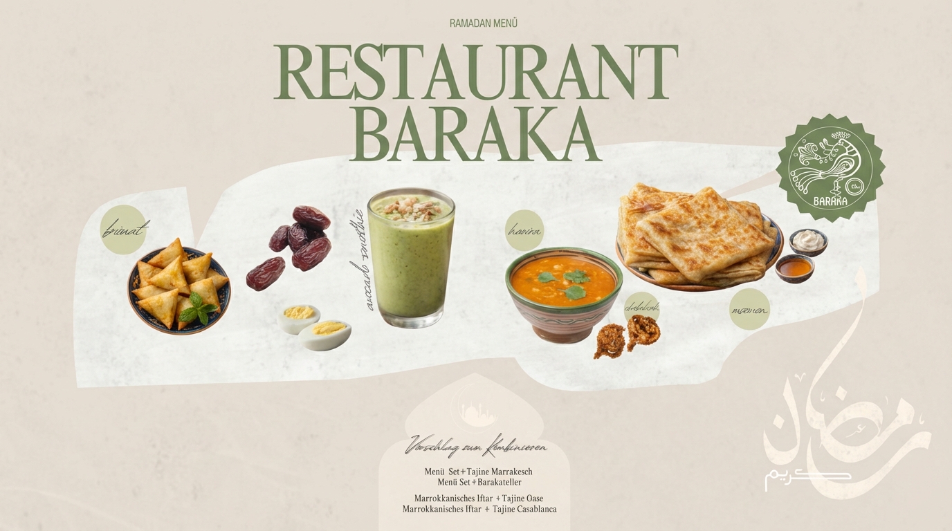 Ramadan Iftar Menü Set mit Harira, Smoothie und Chebakiah